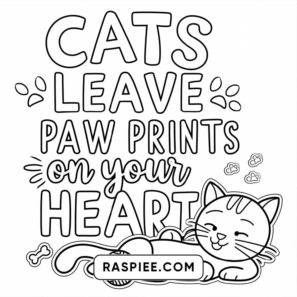 100 Bold and Easy Cute Cats Coloring Pages