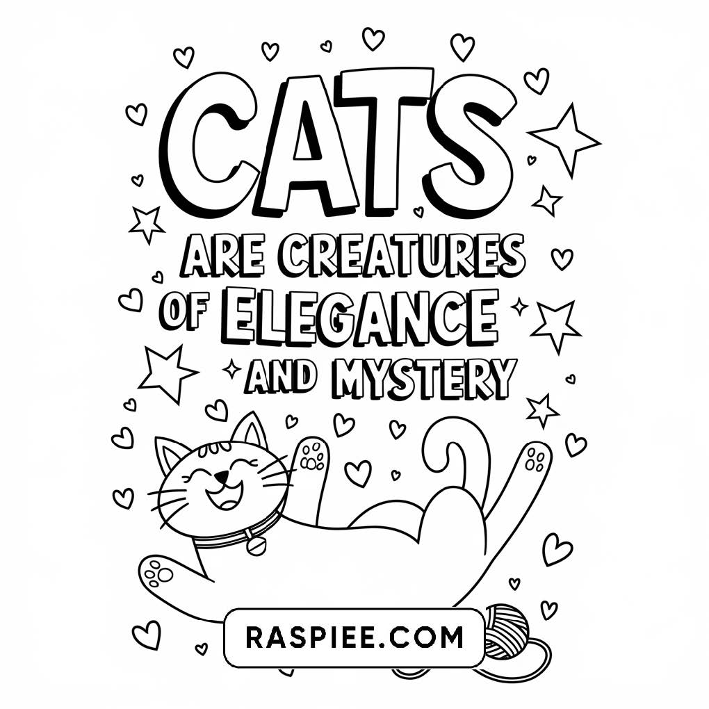100 Bold and Easy Cute Cats Coloring Pages