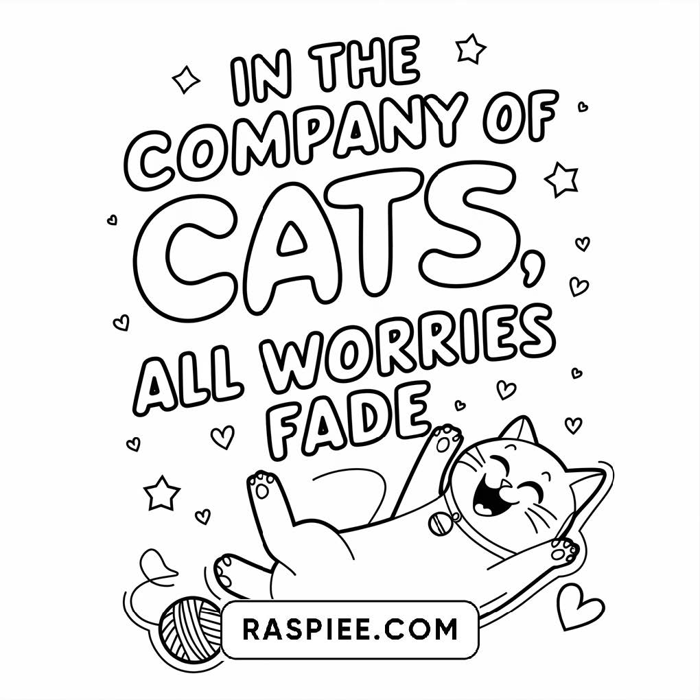 100 Bold and Easy Cute Cats Coloring Pages