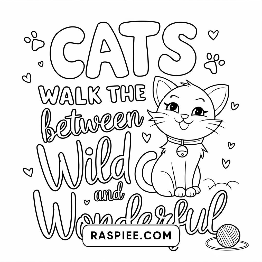 100 Bold and Easy Cute Cats Coloring Pages