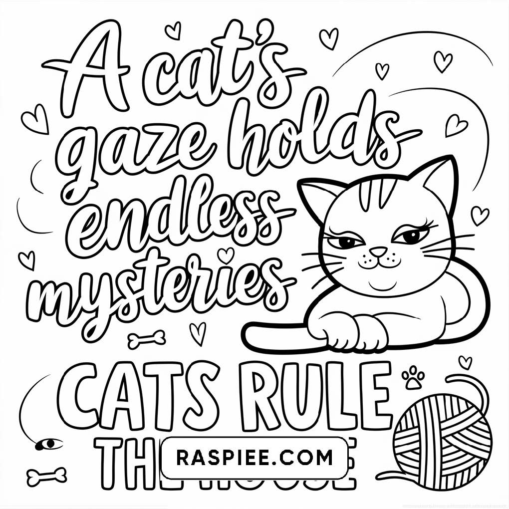 100 Bold and Easy Cute Cats Coloring Pages