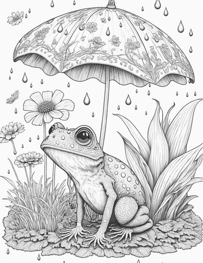 100 Mushroom Forest Coloring Pages Printable for Adults and Kids, Grayscale Coloring Book, Printable PDF File Instant Download