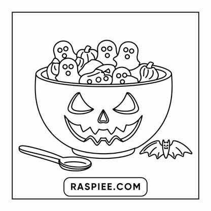 100 Bold Easy Spooky Food & Drinks Coloring Pages Printable PDF Instant Download