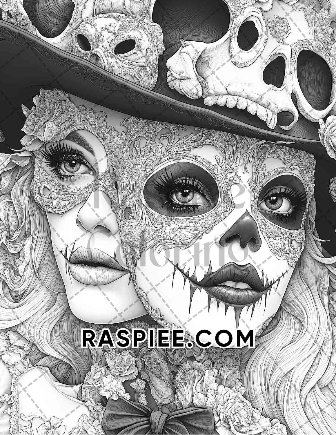 Halloween Surreal Adult Coloring Pages Printable PDF Instant Download