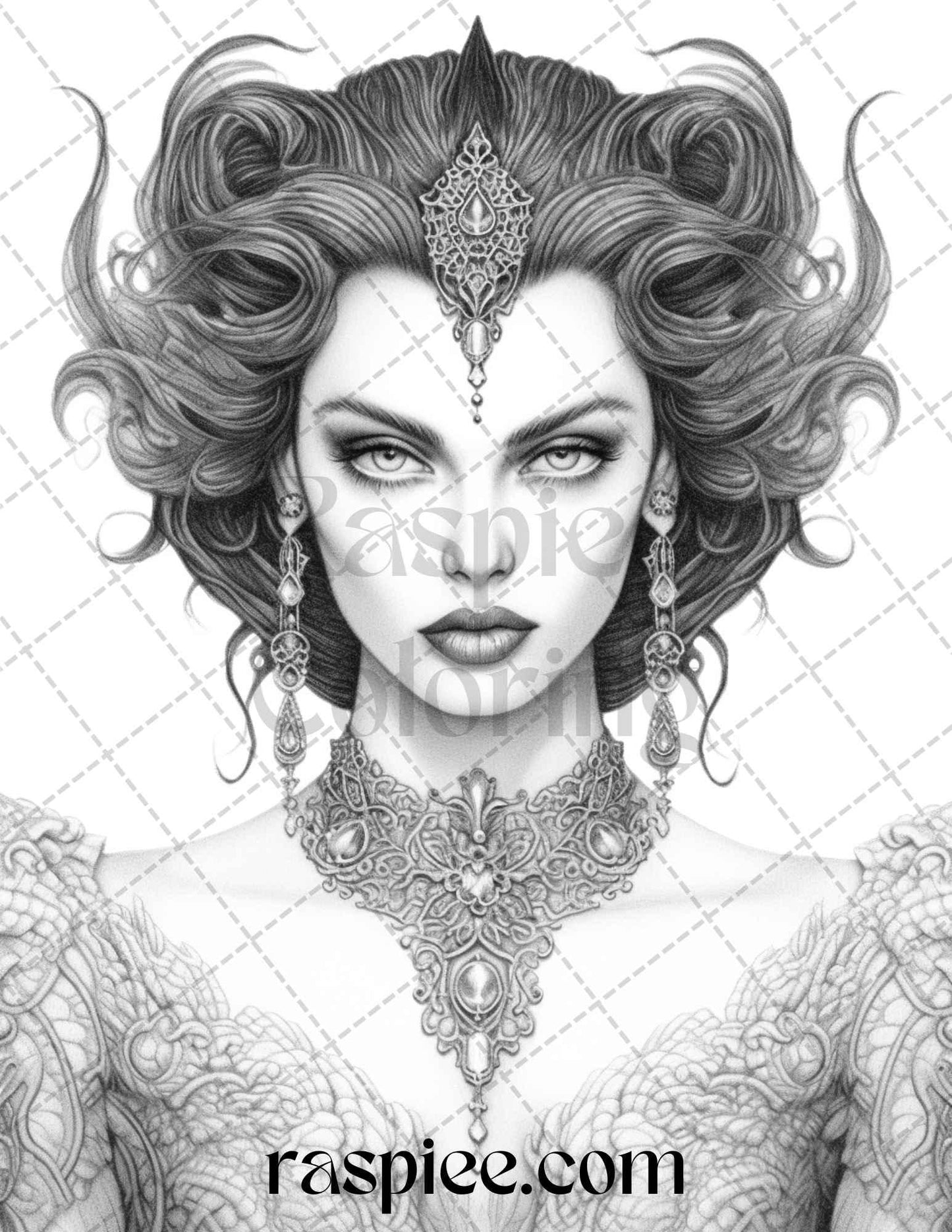 Bewitching Vampires Grayscale Coloring Pages Printable for Adults, PDF File Instant Download