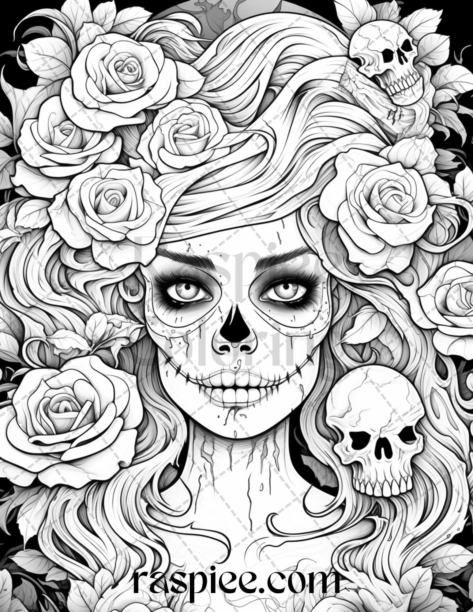 50 Spooky Miss Nightmare Grayscale Coloring Pages Printable for Adults, PDF File Instant Download