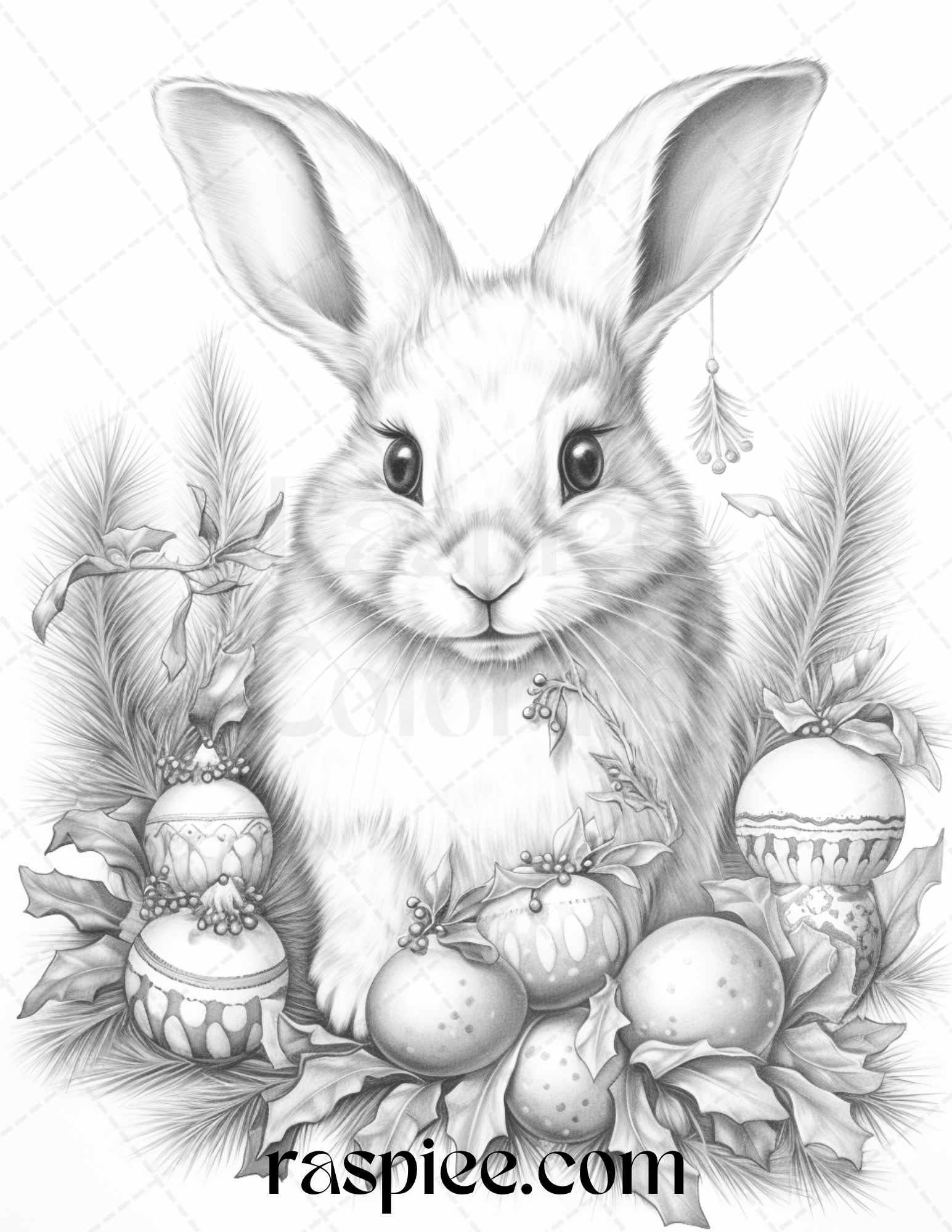 70 Christmas Animals Grayscale Coloring Pages Printable for Adults, PDF File Instant Download