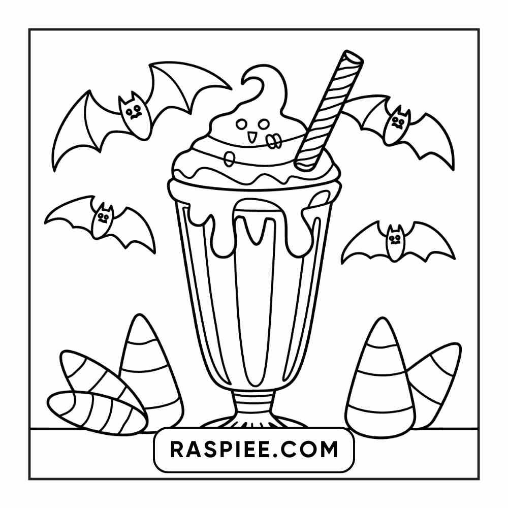 100 Bold Easy Spooky Food & Drinks Coloring Pages Printable PDF Instant Download