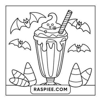 100 Bold Easy Spooky Food & Drinks Coloring Pages Printable PDF Instant Download
