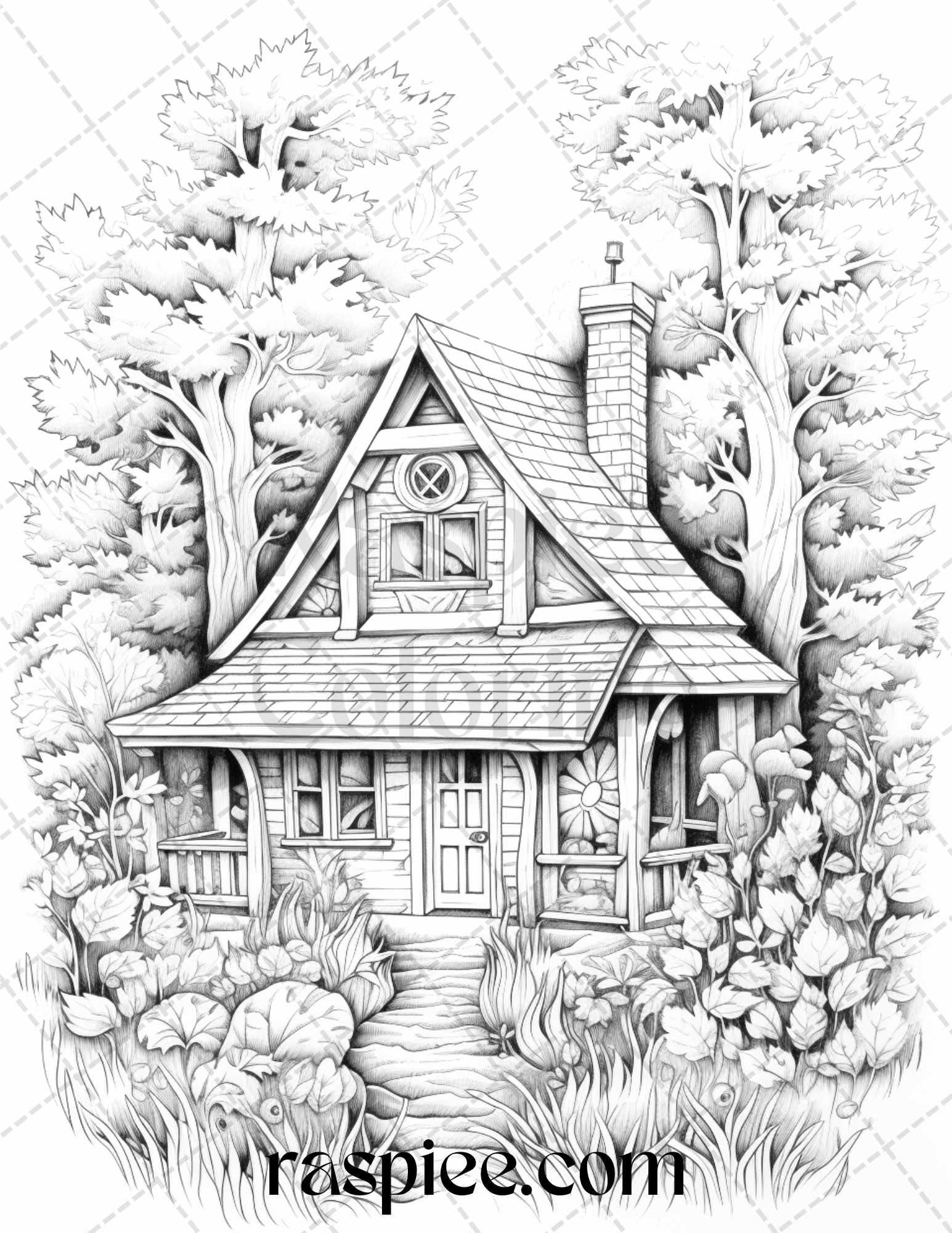 Autumn Vibes Grayscale Coloring Pages Printable for Adults, PDF File Instant Download