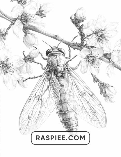 Insects and Flowers Adult Coloring Pages