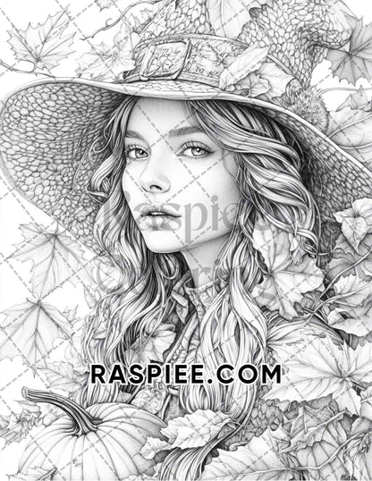 Enchanted Witches Adult Coloring Pages Printable PDF Instant Download