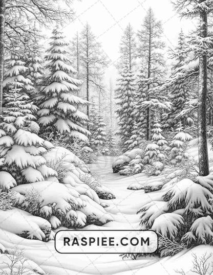82 Winter Landscapes Adult Coloring Pages