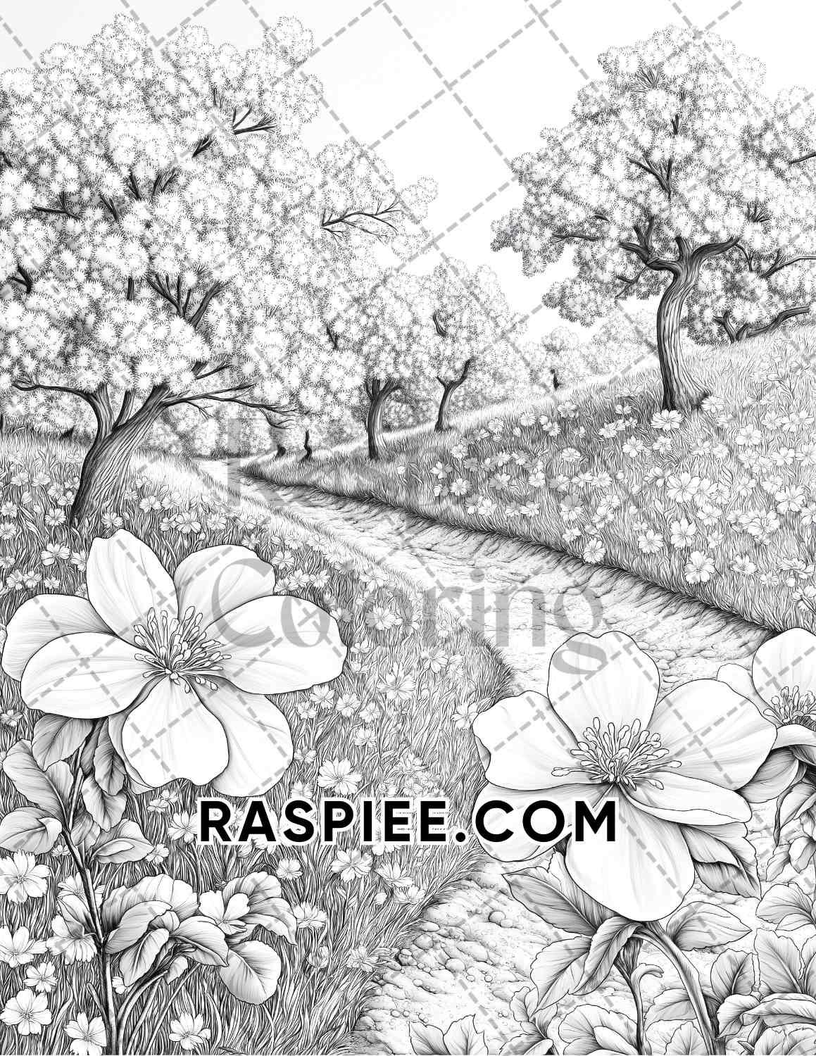 Fall Flowers Adult Coloring Pages Printable PDF Instant Download