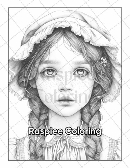 50 Victorian Portrait Adult Coloring Pages Printable PDF Instant Download