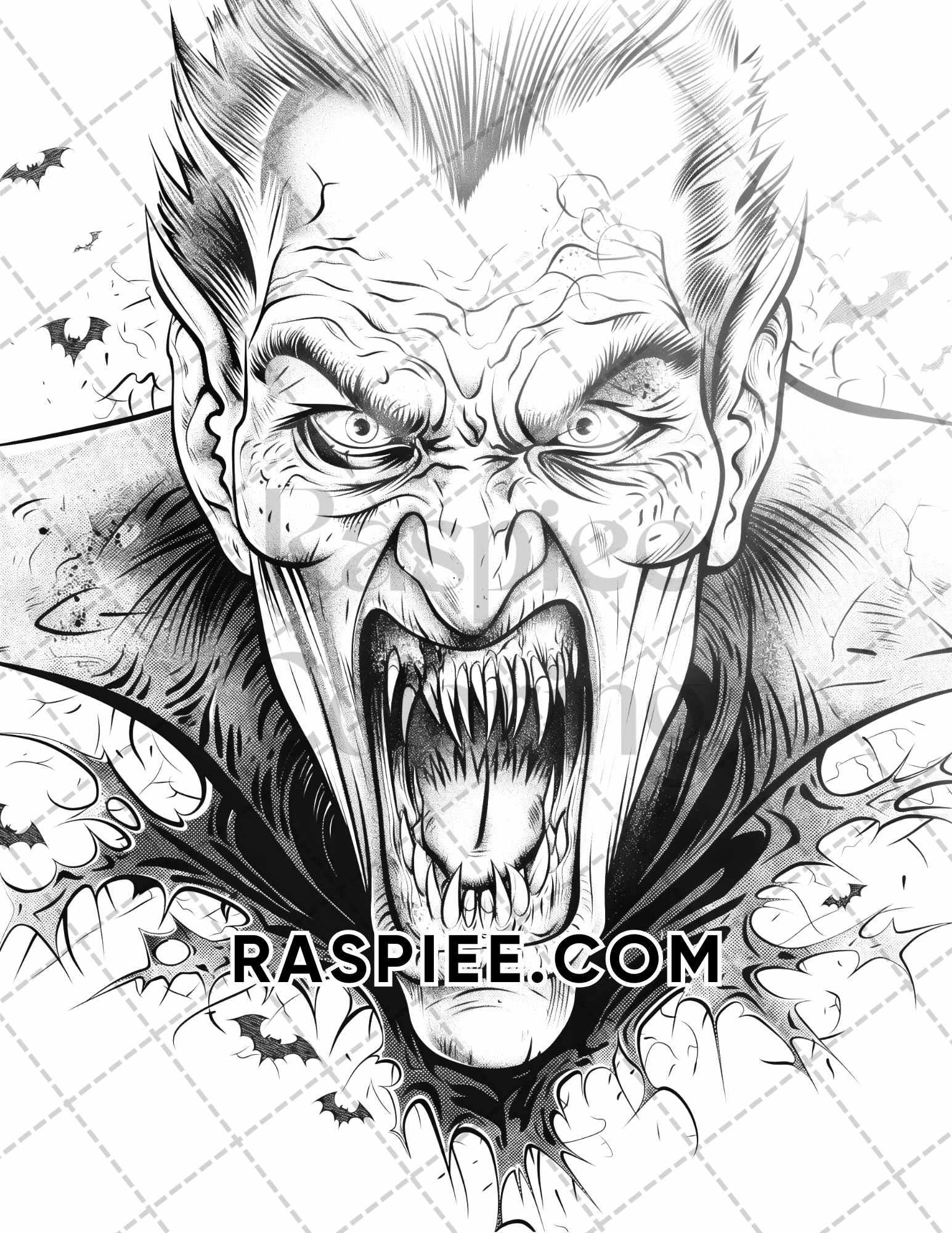 Freak Of Horror Halloween Adult Coloring Pages Printable PDF Instant Download