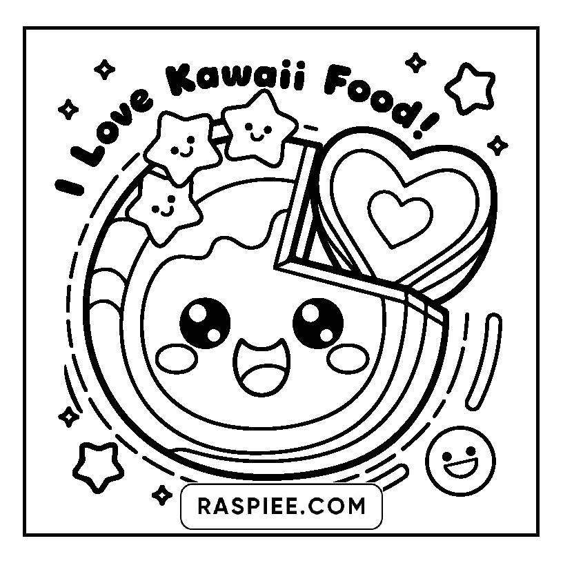115 Bold and Easy Kawaii Food Coloring Pages