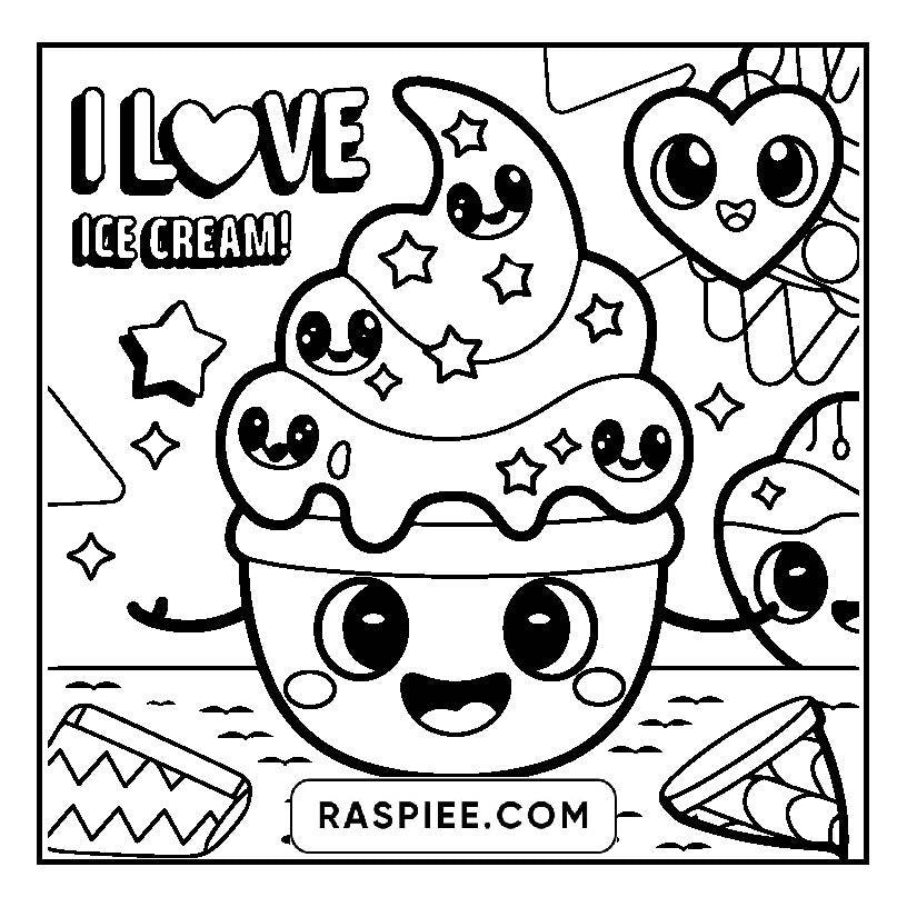 115 Bold and Easy Kawaii Food Coloring Pages