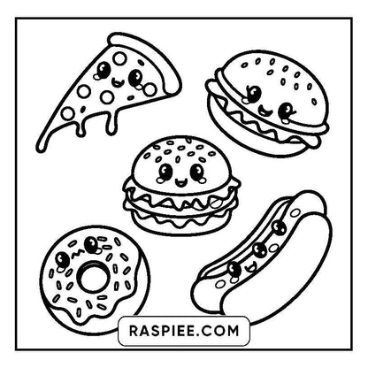 115 Bold and Easy Kawaii Food Coloring Pages
