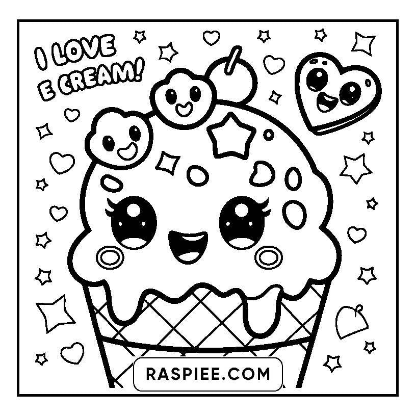 115 Bold and Easy Kawaii Food Coloring Pages