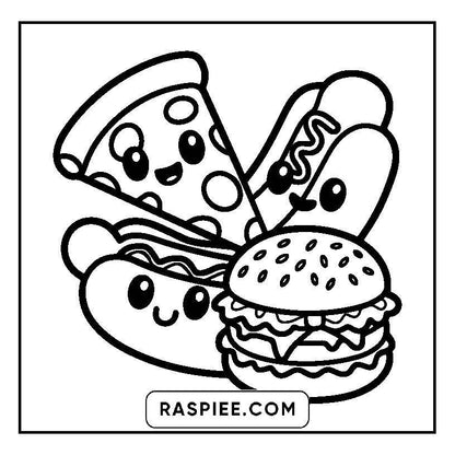 115 Bold and Easy Kawaii Food Coloring Pages