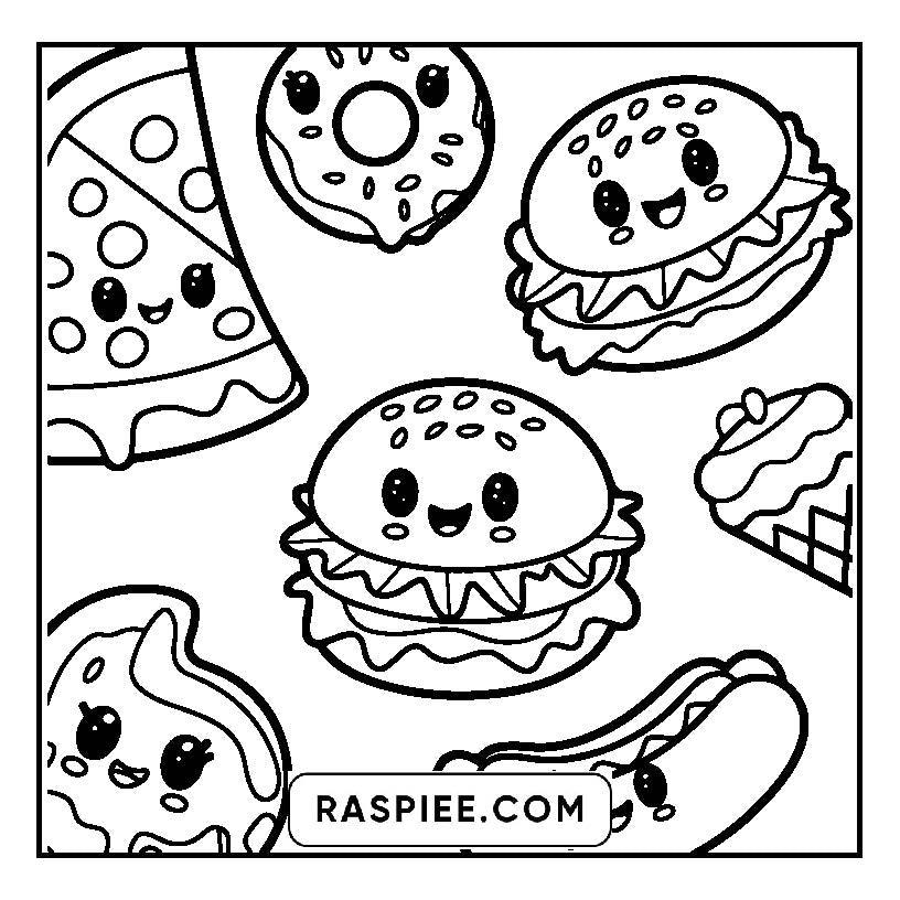 115 Bold and Easy Kawaii Food Coloring Pages