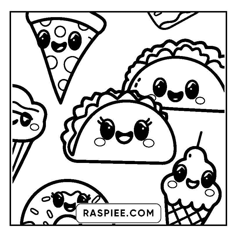 115 Bold and Easy Kawaii Food Coloring Pages