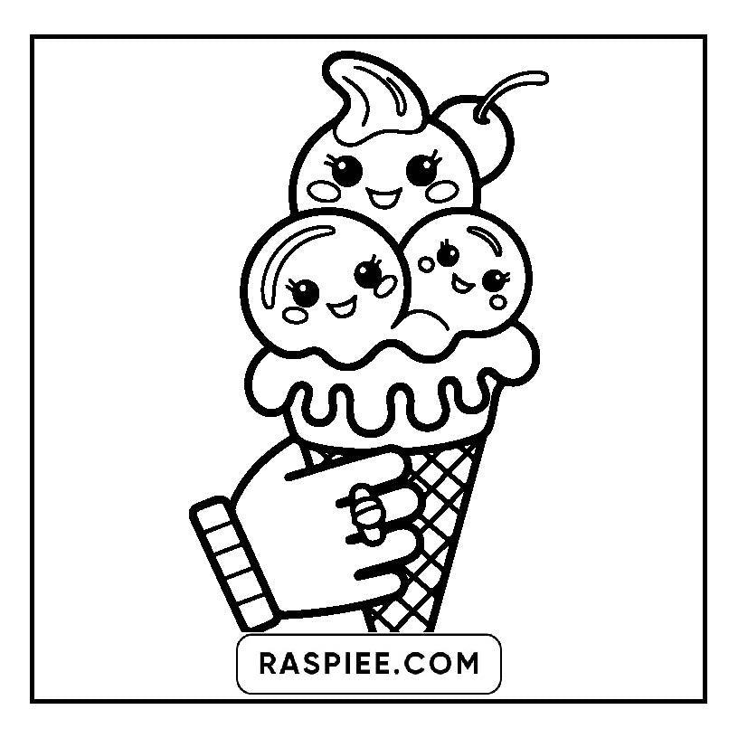 115 Bold and Easy Kawaii Food Coloring Pages