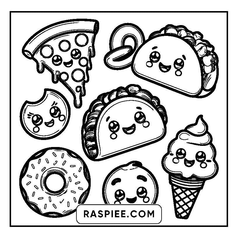 115 Bold and Easy Kawaii Food Coloring Pages
