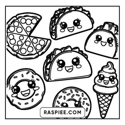 115 Bold and Easy Kawaii Food Coloring Pages