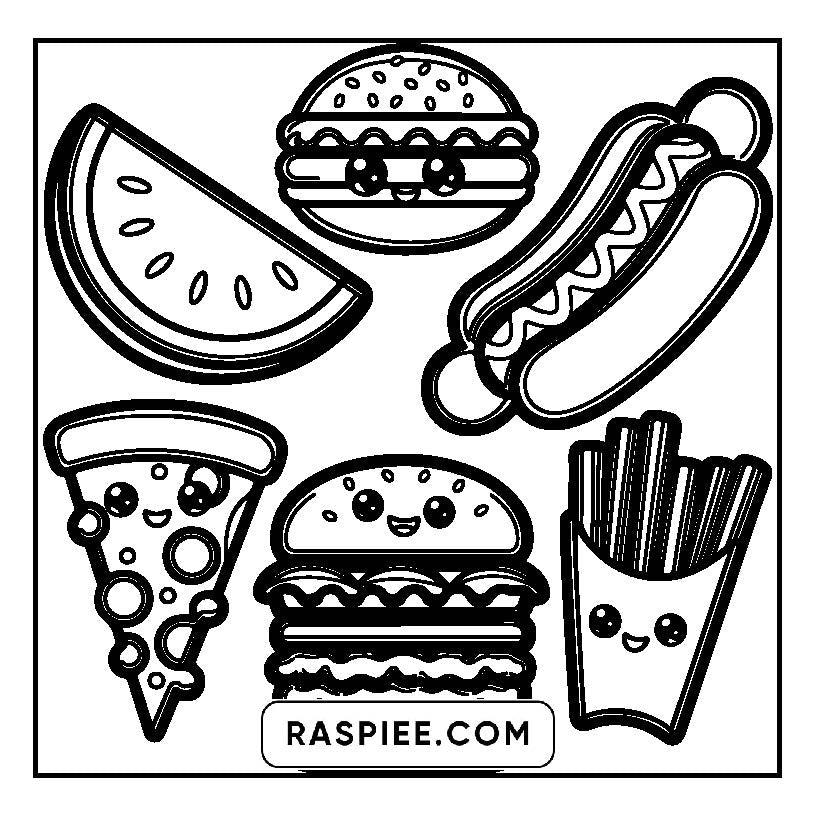 115 Bold and Easy Kawaii Food Coloring Pages