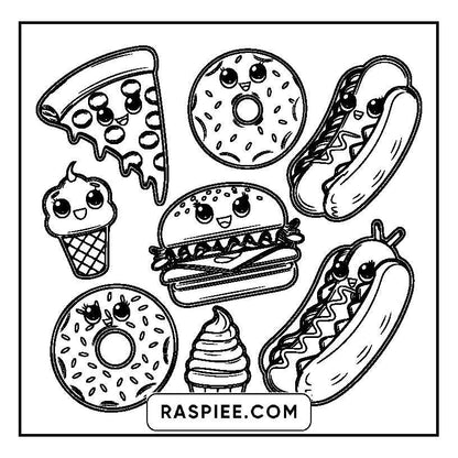 115 Bold and Easy Kawaii Food Coloring Pages
