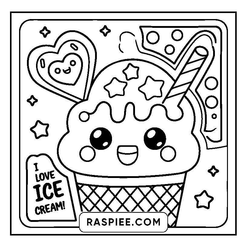 115 Bold and Easy Kawaii Food Coloring Pages