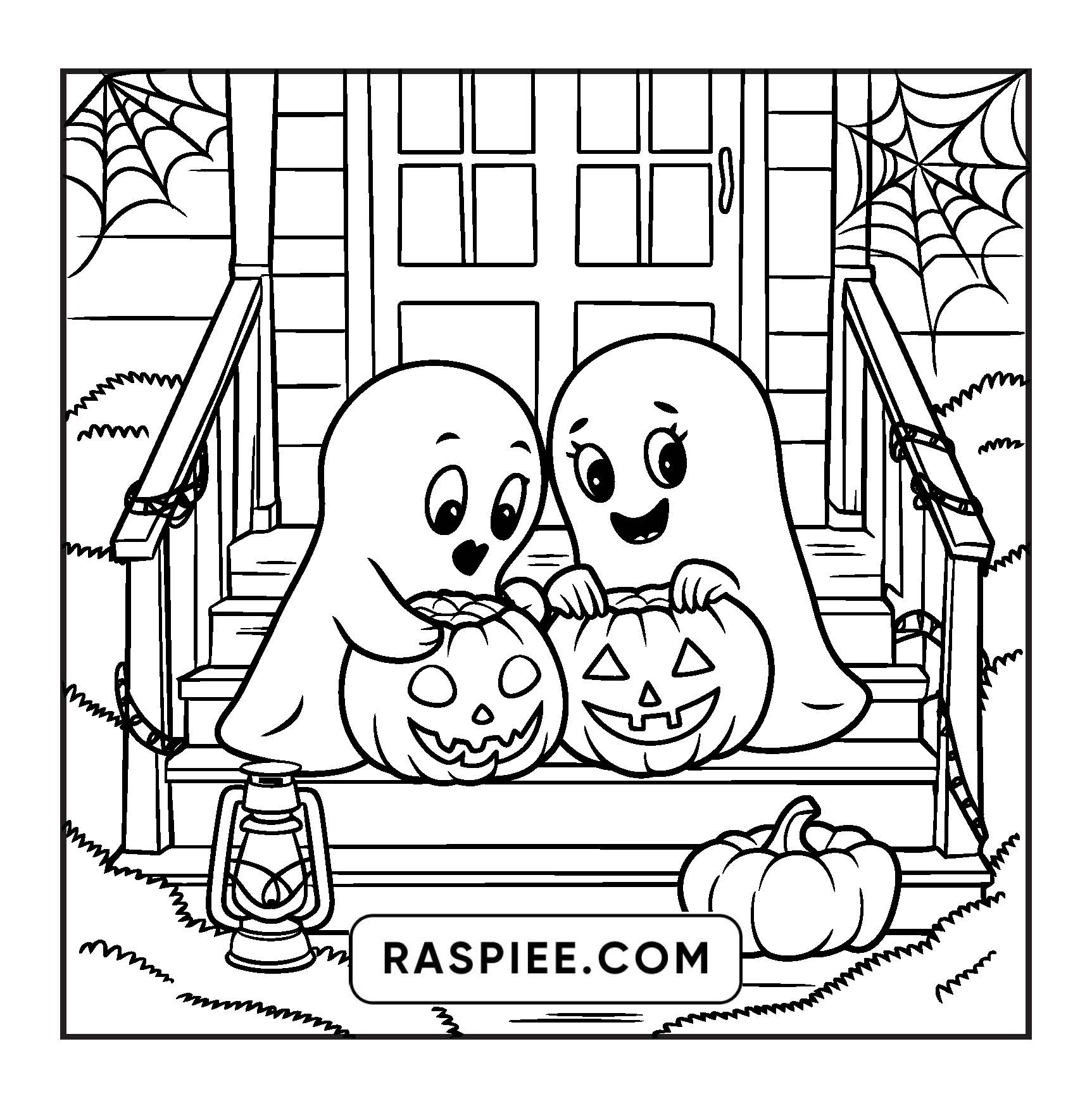 117 Bold and Easy Spooky Besties Halloween Coloring Pages