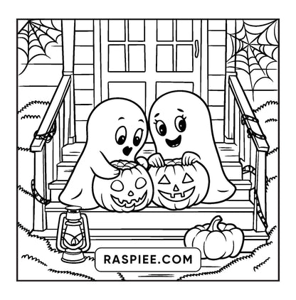 117 Bold and Easy Spooky Besties Halloween Coloring Pages
