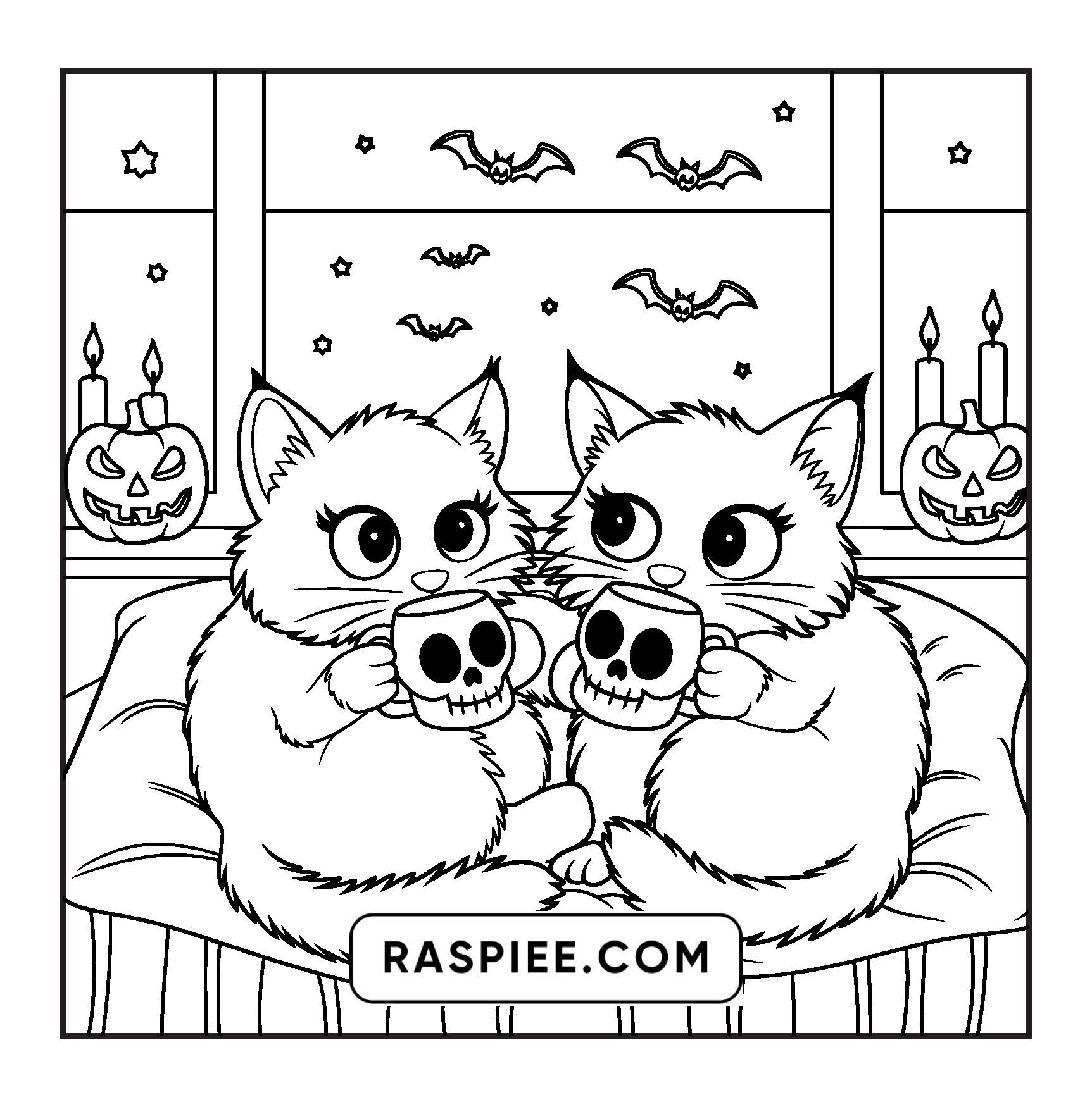 117 Bold and Easy Spooky Besties Halloween Coloring Pages