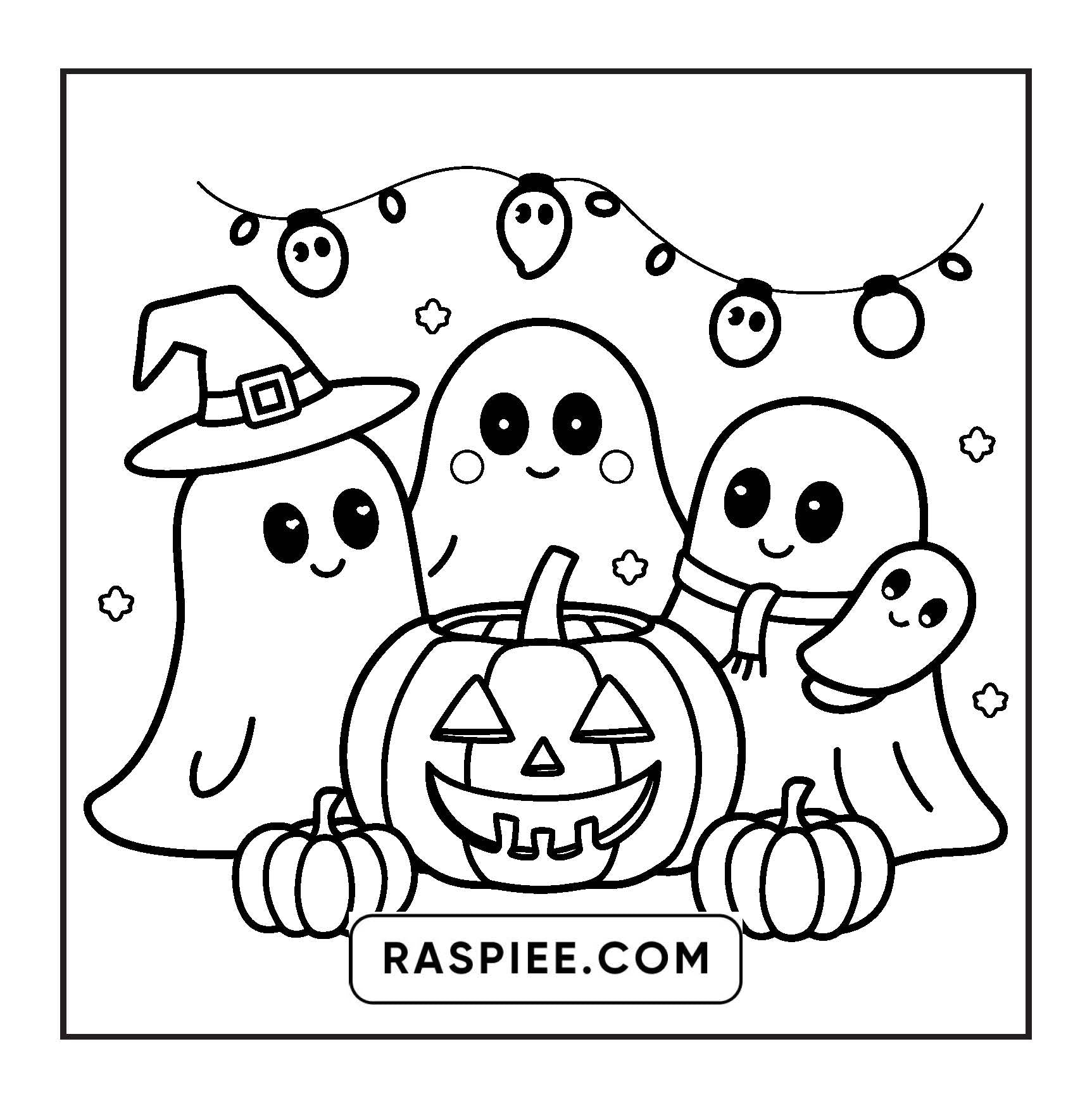 117 Bold and Easy Spooky Besties Halloween Coloring Pages