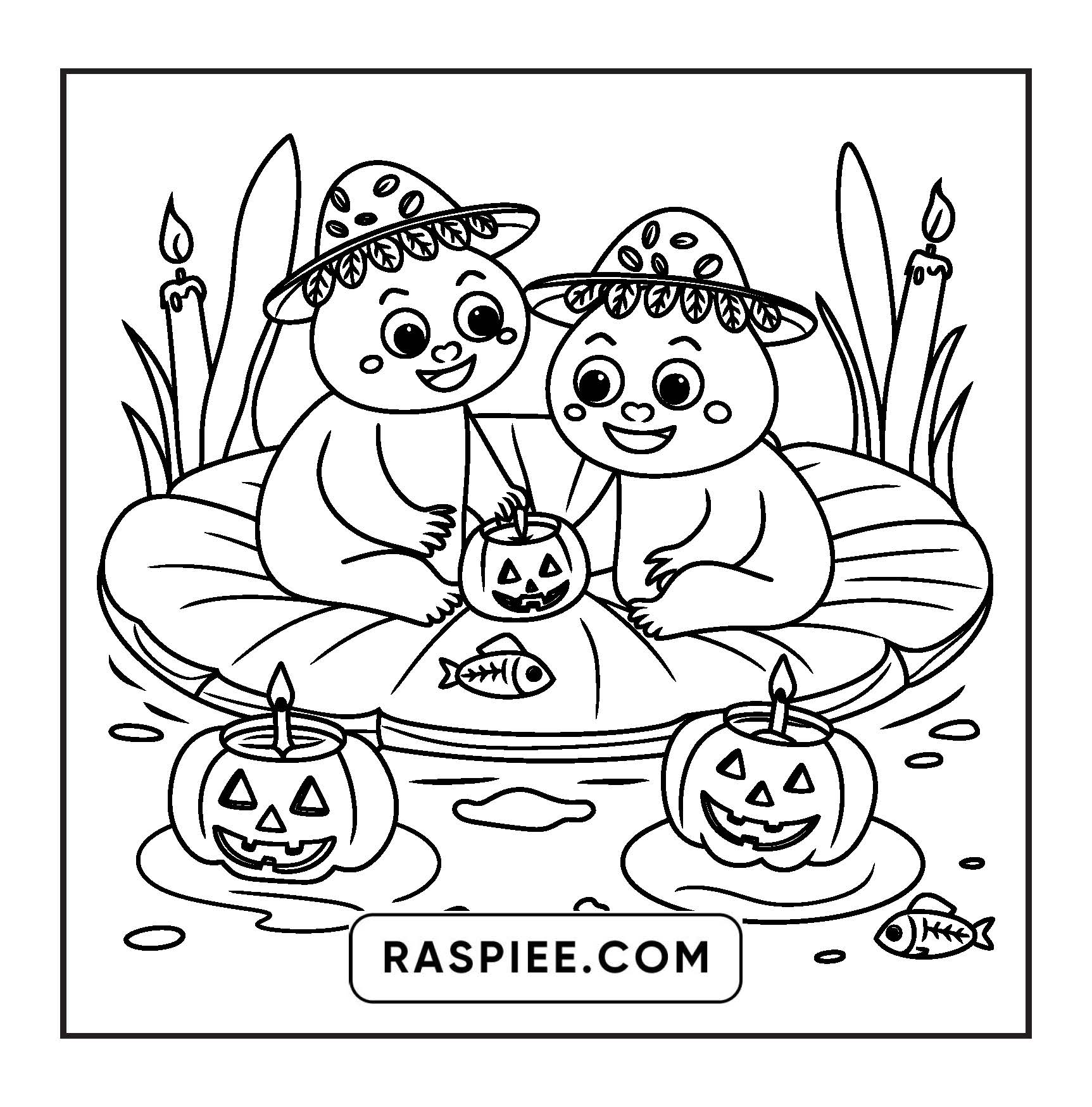 117 Bold and Easy Spooky Besties Halloween Coloring Pages