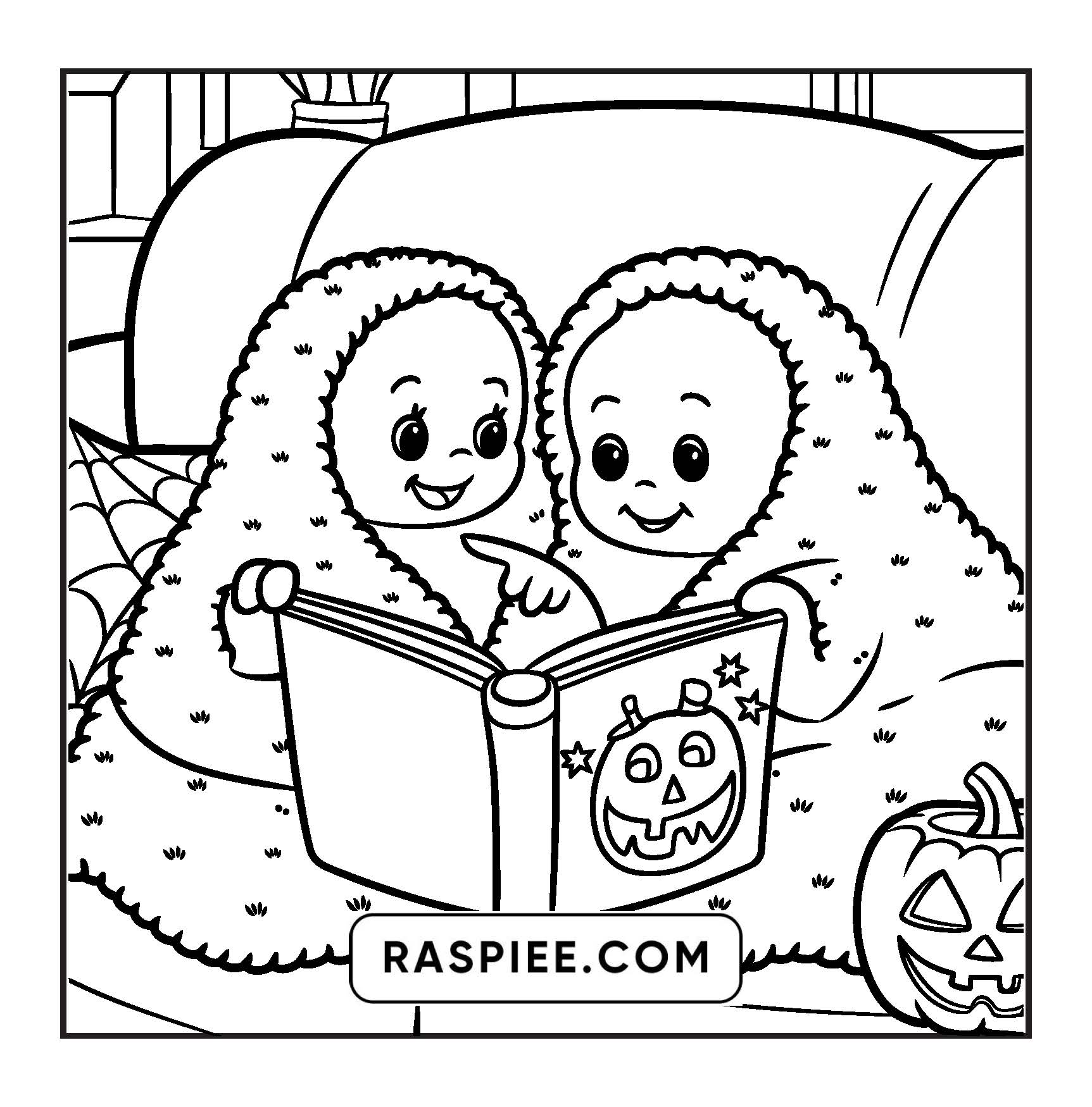 117 Bold and Easy Spooky Besties Halloween Coloring Pages