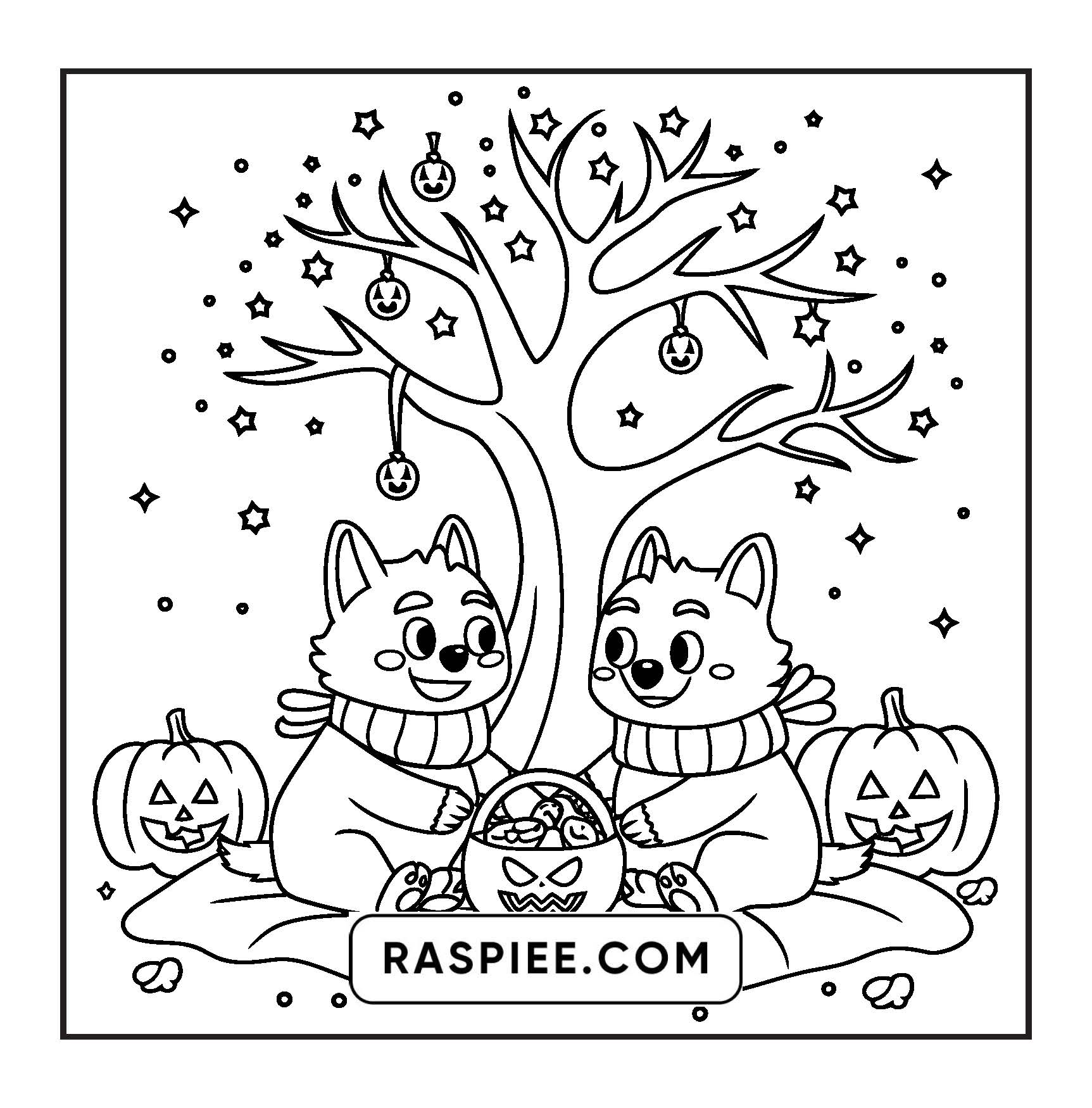 117 Bold and Easy Spooky Besties Halloween Coloring Pages
