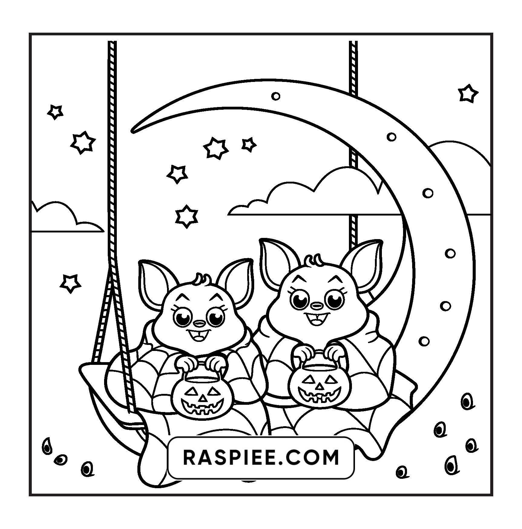 117 Bold and Easy Spooky Besties Halloween Coloring Pages