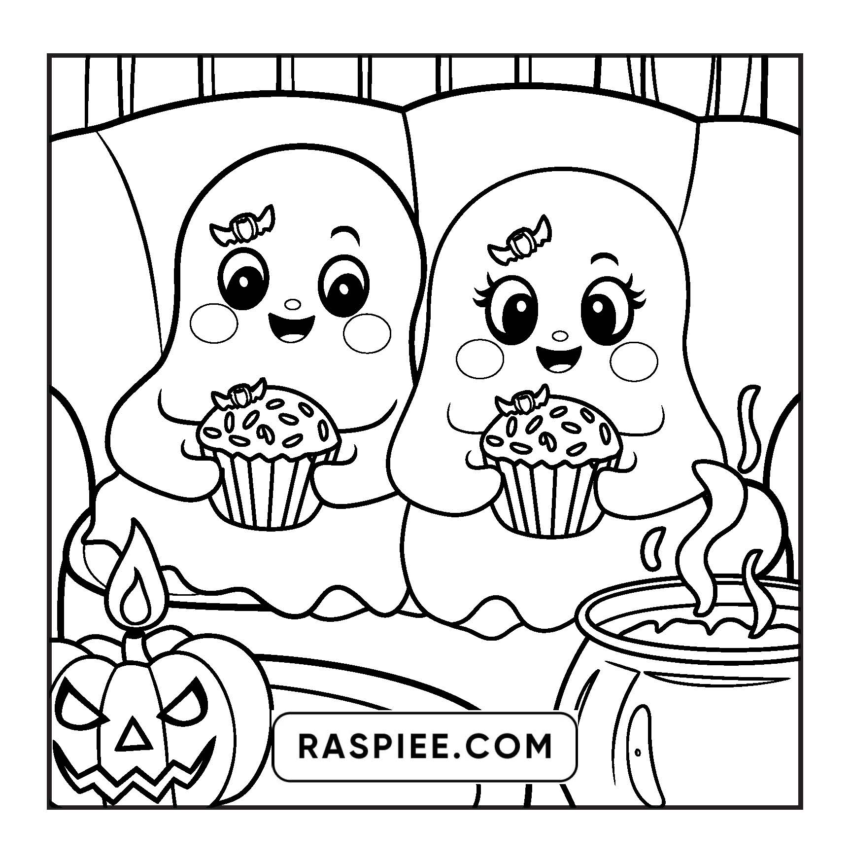 117 Bold and Easy Spooky Besties Halloween Coloring Pages