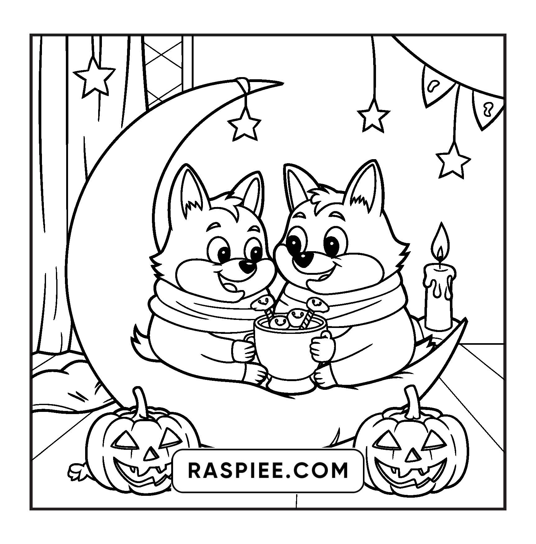 117 Bold and Easy Spooky Besties Halloween Coloring Pages
