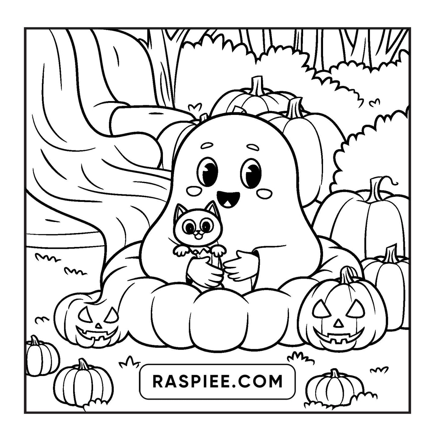 117 Bold and Easy Spooky Besties Halloween Coloring Pages