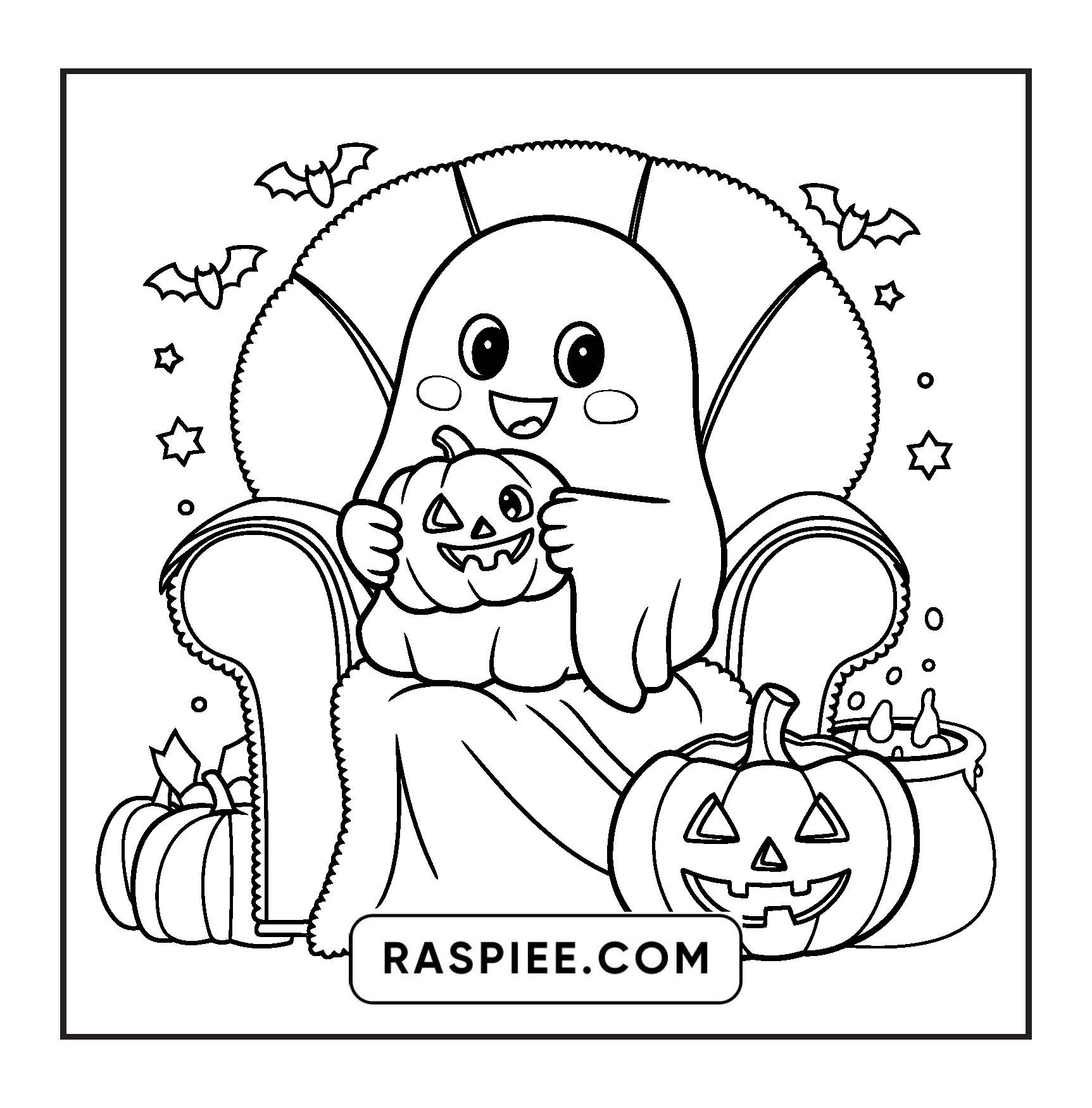 117 Bold and Easy Spooky Besties Halloween Coloring Pages