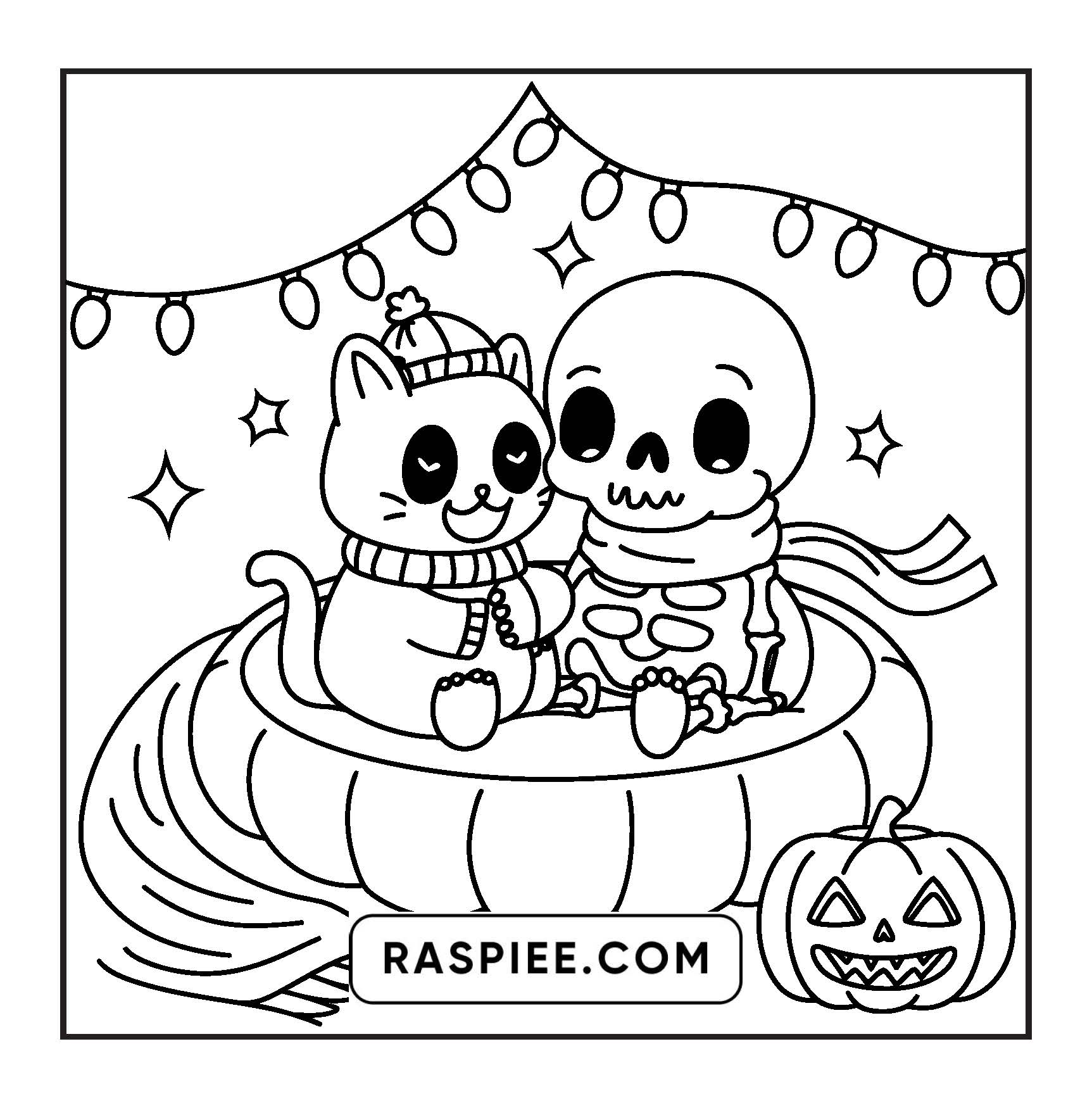117 Bold and Easy Spooky Besties Halloween Coloring Pages