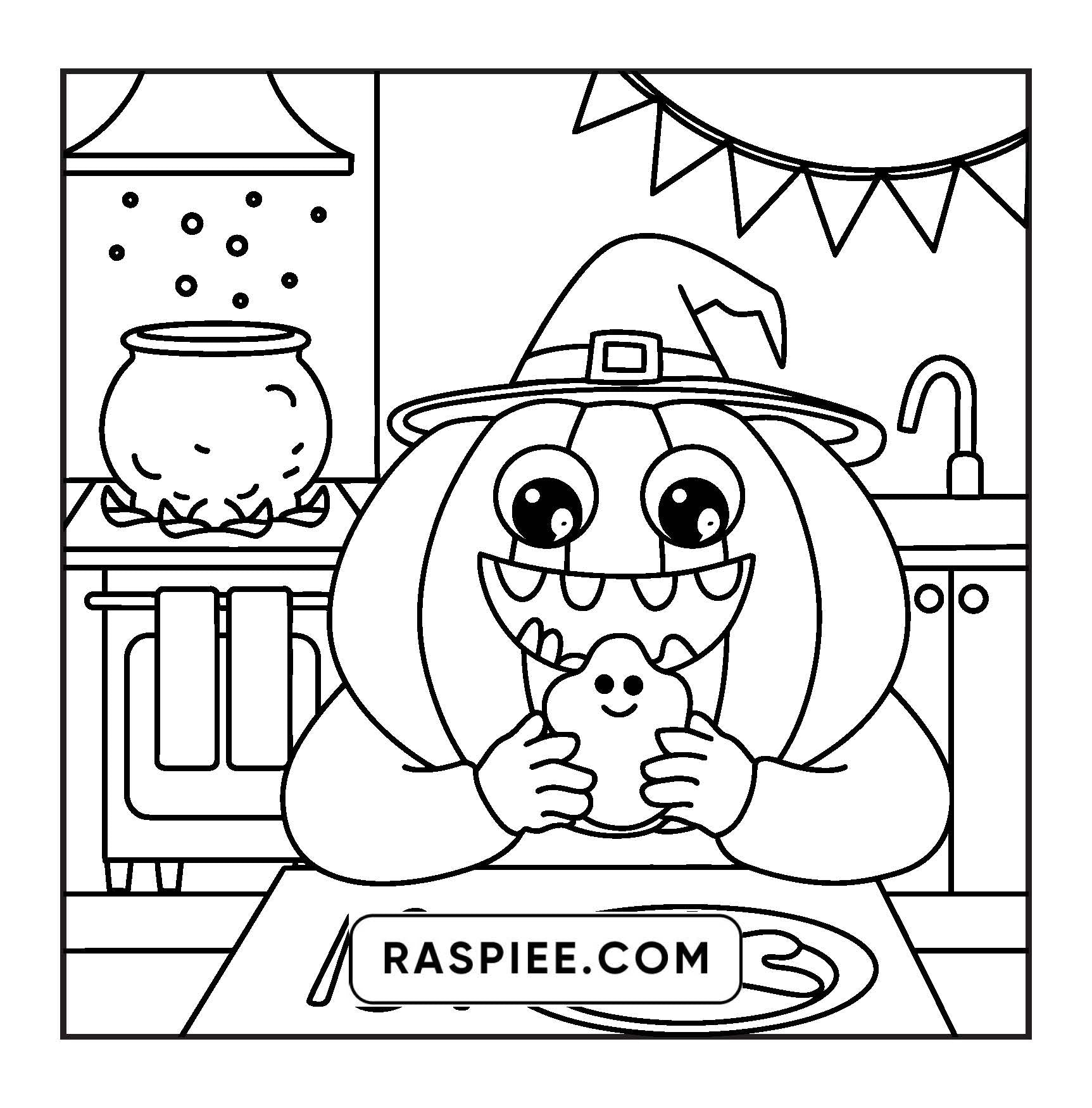 117 Bold and Easy Spooky Besties Halloween Coloring Pages