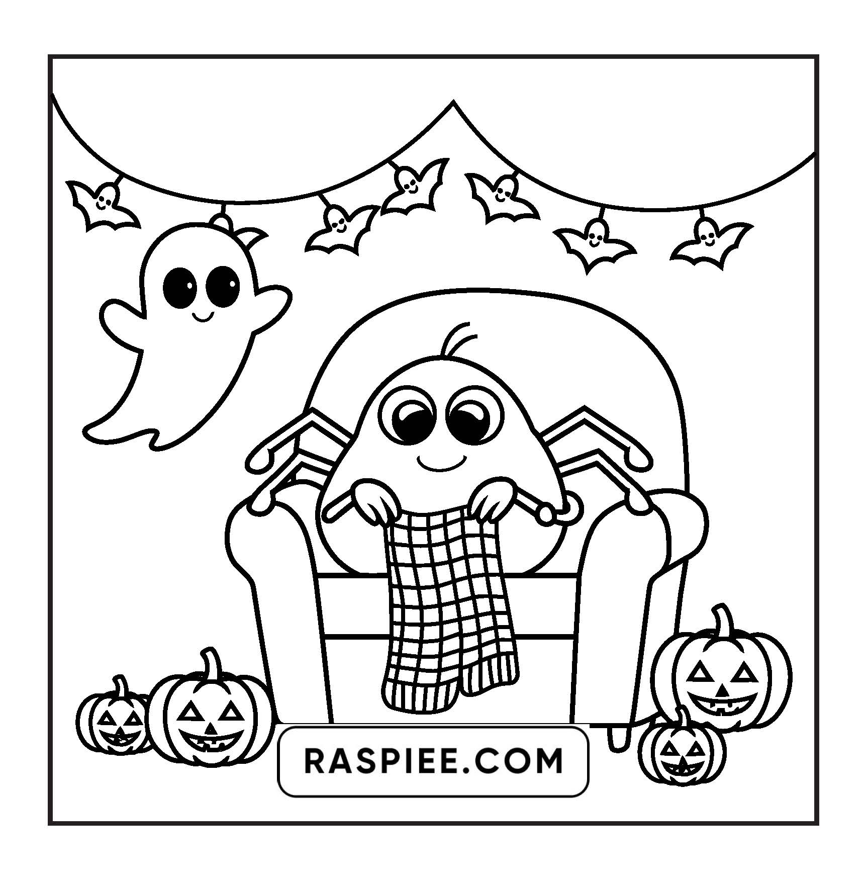 117 Bold and Easy Spooky Besties Halloween Coloring Pages