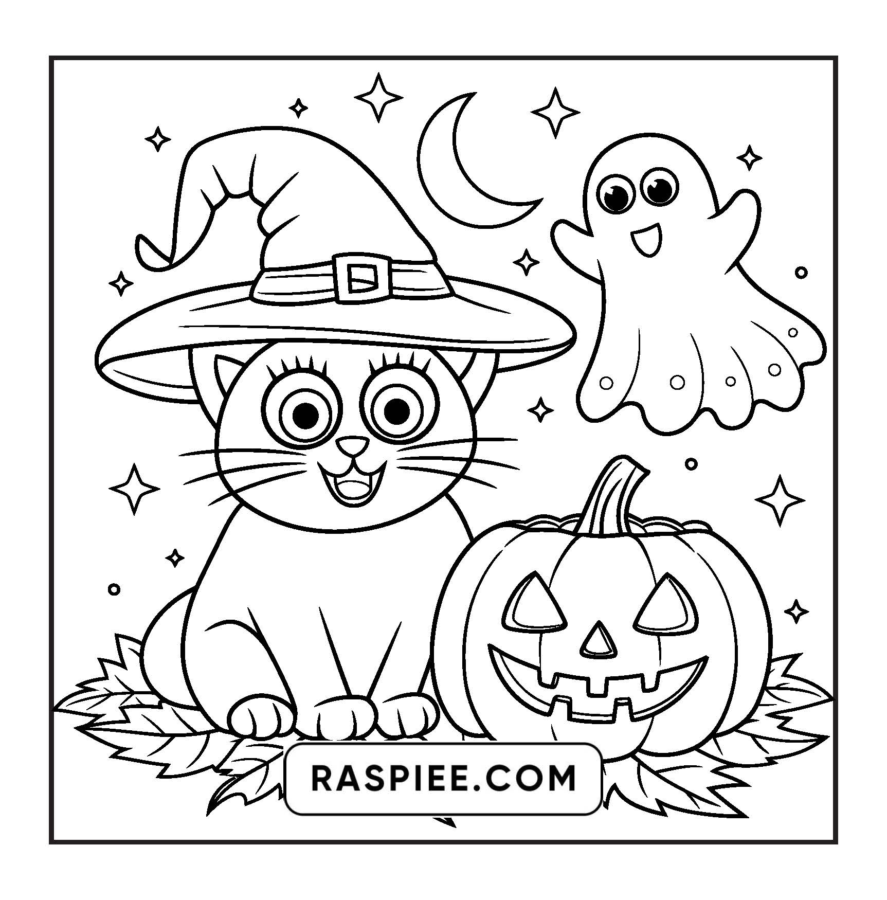 117 Bold and Easy Spooky Besties Halloween Coloring Pages