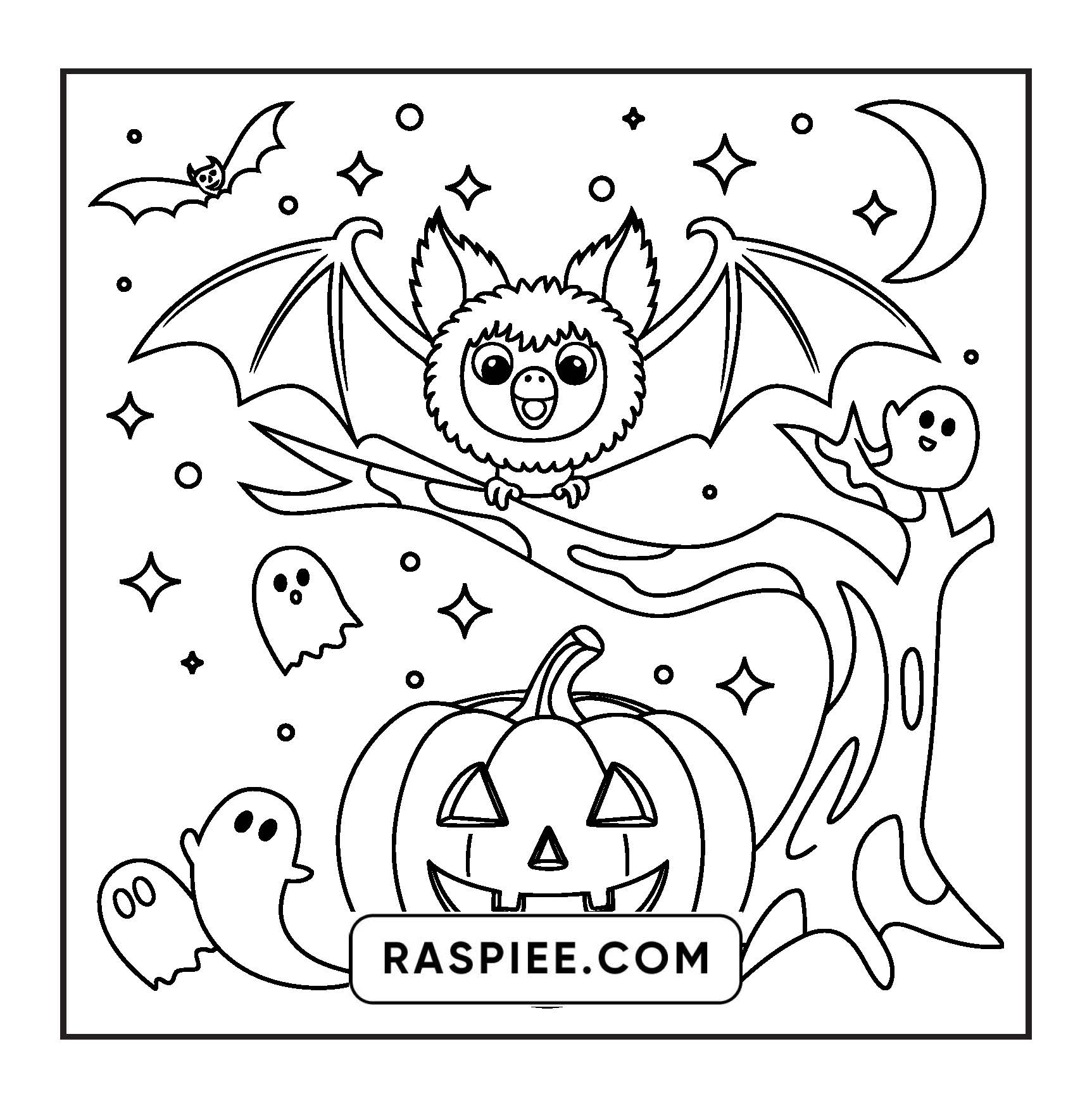 117 Bold and Easy Spooky Besties Halloween Coloring Pages